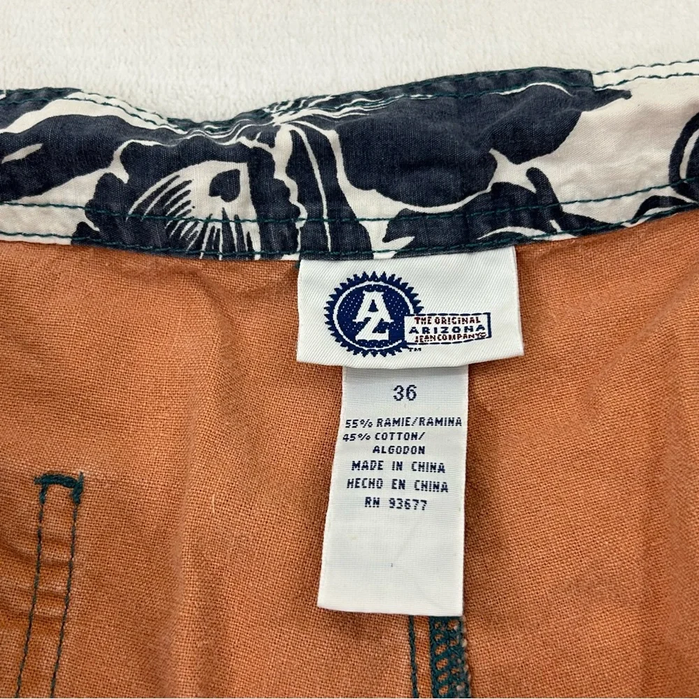 Vintage Arizona Jean Company Faded Orange Surf Swim Trunks Board Shorts Mens 36
